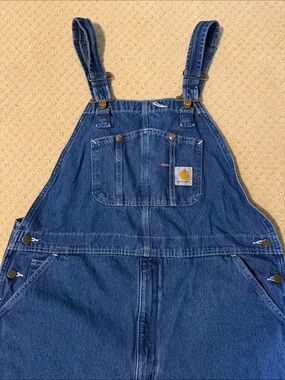 Carhartt Blue Denim Work Overalls with Bib Pocket
